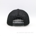 Chapéu de caminhoneiro bordado cinza em estilo de malha de marca